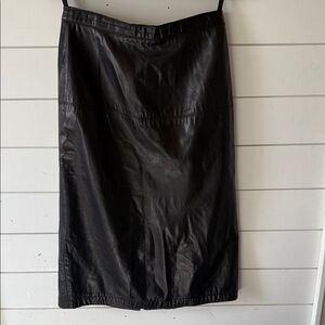 Black Vintage Leather Midi Pencil Skirt  size 12